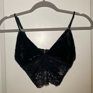 F21 VELOUR AND LACE TOP